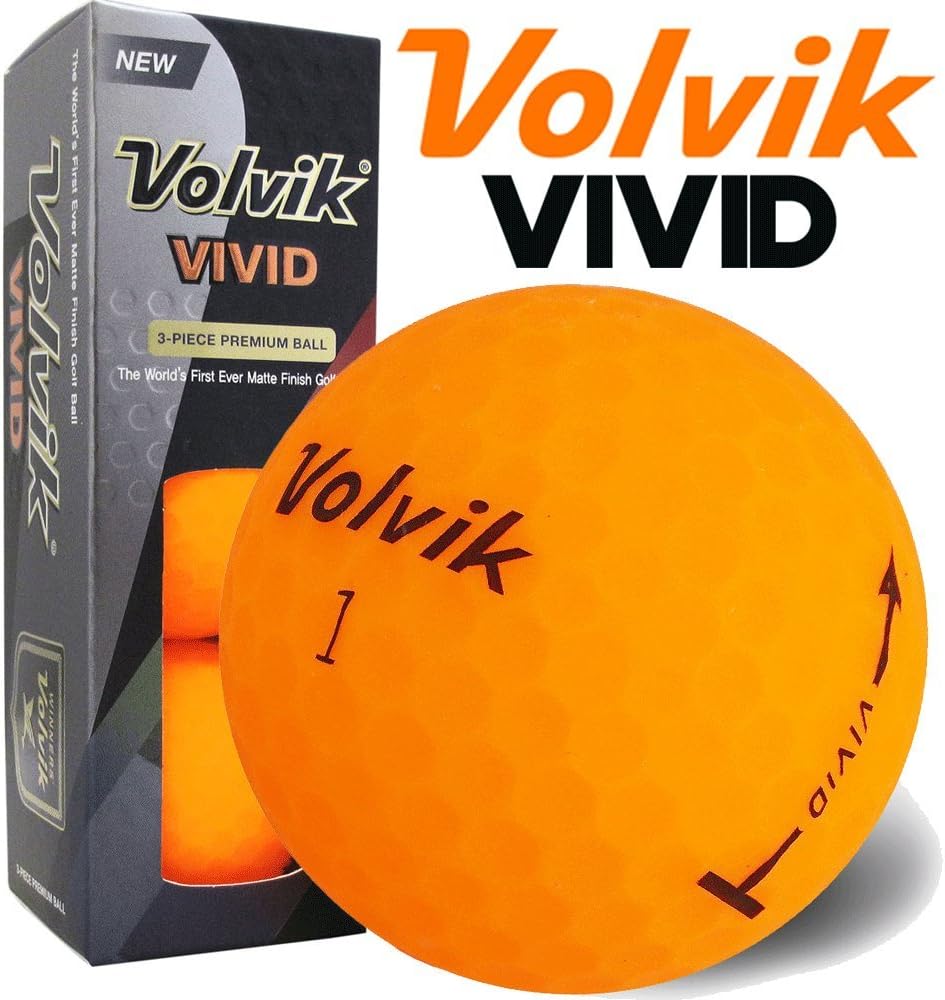 "NEW 2017" VOLVIK VIVID MATTE FINISH 3 PIECE GOLF BALLS / ORANGE / 3