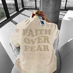 Kelxjia Christian Shirts for Men Faith Over Fear