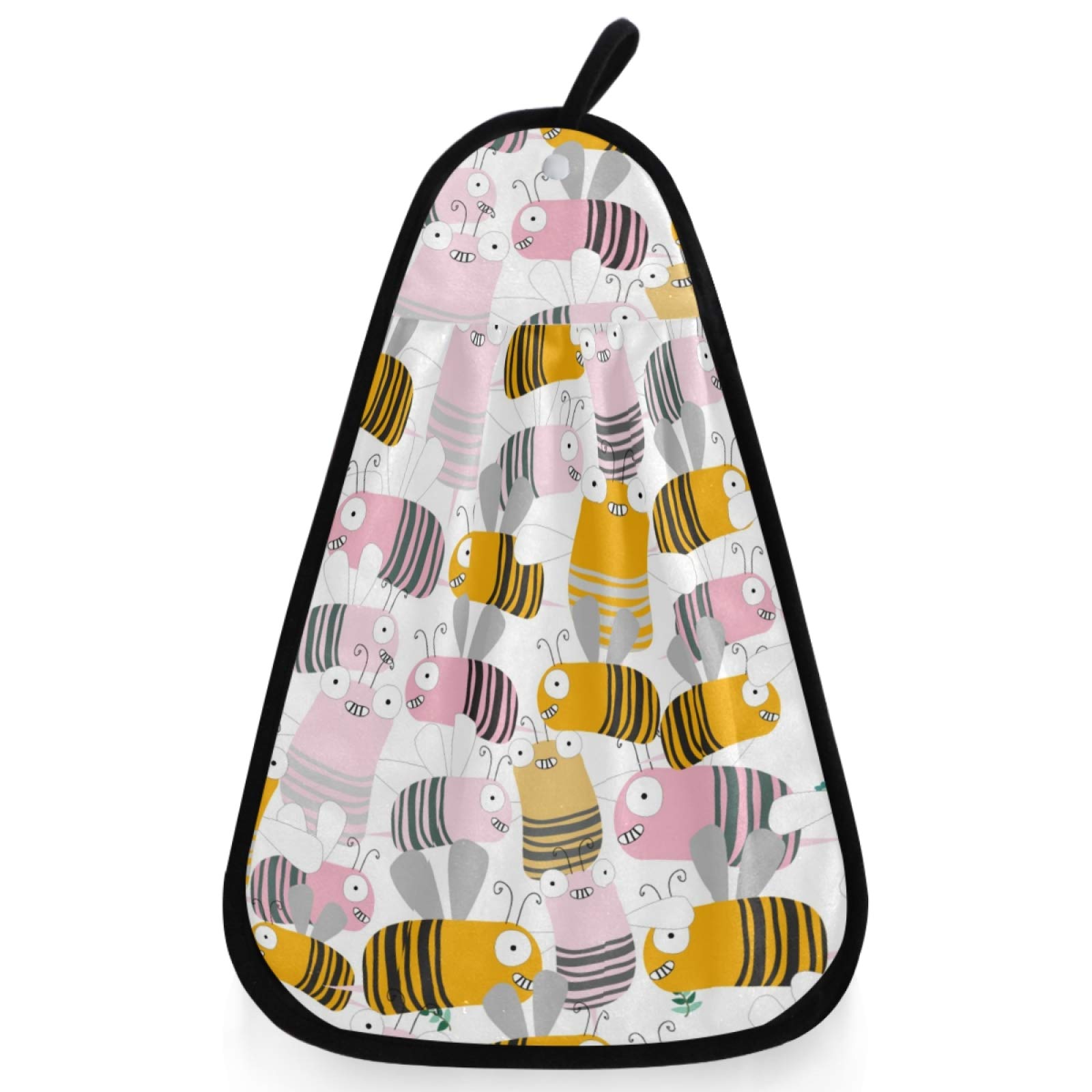visesunny Cute Bee Cartoon Kitchen Dish Towel with Hanging Loop Absorbent Hand Towel for Bathroom Cleaning and Drying Washcloth