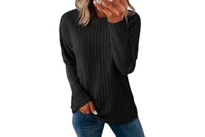 Dokotoo Womens Tops Long Sleeve Lightweight Shirts 2024 Fall Fashion Trendy Tops Crewneck Casual Knit Basic Tee