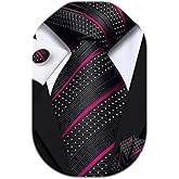 Dubulle Mens Paisley Striped Tie and Handkerchief Cufflinks Tie Set for Men Wedding Business Formal