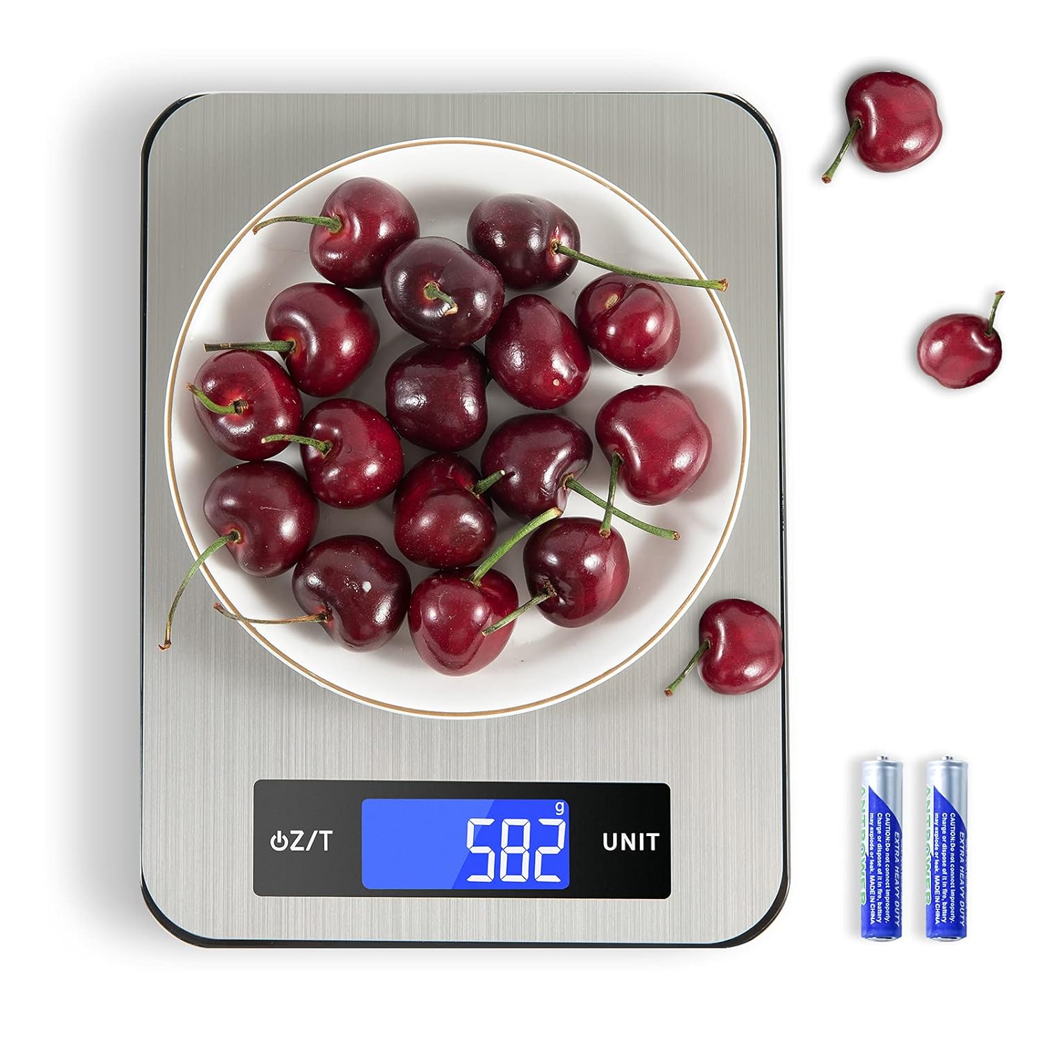 Food Scale YONCON Multifunction Digital Kitchen Scale Weight Grams and oz for Weight Loss Cooking Baking,22lb,1g/0.1oz Precise Graduation,Stainless Steel Tempered Glass LCD Display Batteries Included