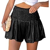 GUOLEZEEV Women Sequin Smocked High Waisted Flowy Glitter Sparkly Metallic Shorts