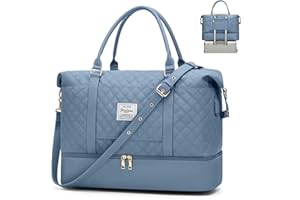 BJLFS Weekender Bags for Women, Personal Item Travel Bag with Shoes Compartment, Overnight Travel Duffel Bag with Wet Pocket and Separate Gym Bag Blue