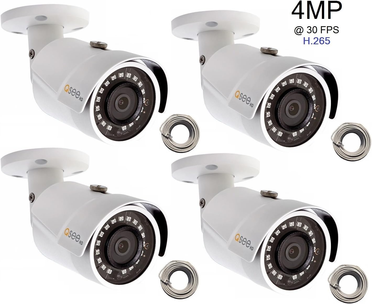 QSee Camera (4pack) IP HD 4MP 30 FPS with H265 (4x