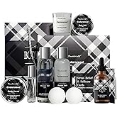 12Pcs Men's Spa Gift Set - Cedarwood Bath & Body Care Kit, Home Spa Set with Natural, Perfect Gifts for Men - Father's Day, Birthday, Valentine's & Christmas