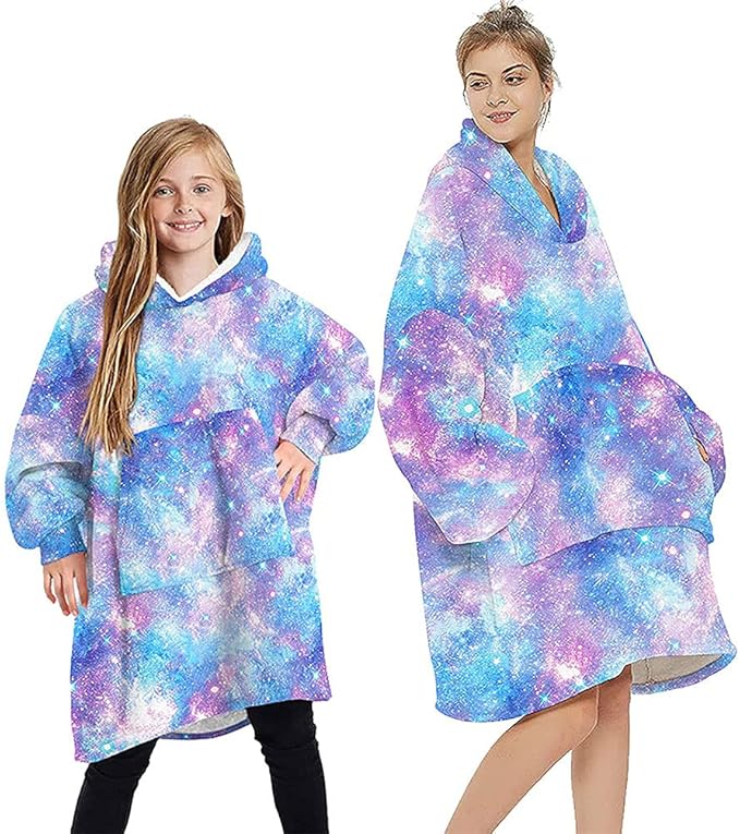 Oversized Blanket Hoodie Fluffy Fleece for Women Men Kids Wearable