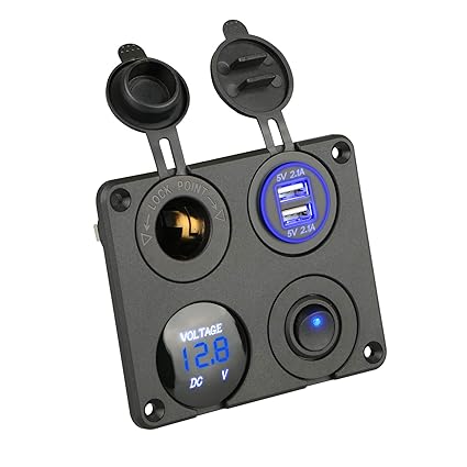 Cargador USB Para Moto 12V-24V - Tipo A Y Type-C, Impermeable IP65, Con Voltímetro E Interruptor