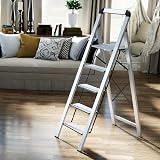 KINGRACK Folding Step Ladder 5 Steps with Handrail Aluminium 150 kg view 8