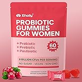 Women Probiotic Gummies - Viginal Probiotics for Women, Feminine pH Balance Supplement, Prebiotic Chewable Gummy, for Vaginal Health, Yeast Balance, Immune Defense, Healthy Odor, Cranberry, 60 Count