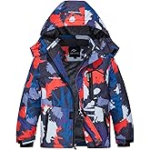 FARVALUE Boys Waterproof Ski Jacket Windproof Winter Coat Warm Snow Coat Outdoor Raincoats Hooded Windbreaker