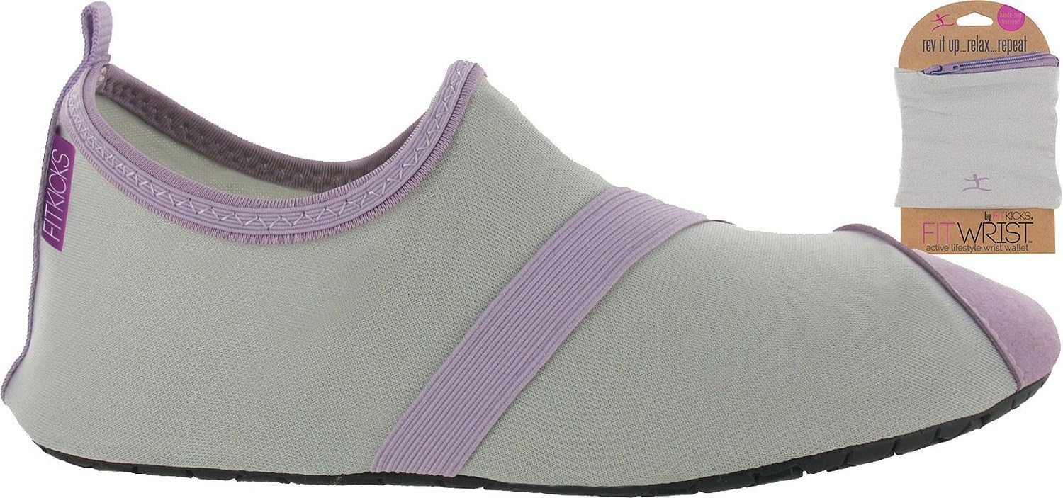 FitKicks Shoes with FitWrist Wallet (Grey / Lavender) (Large)