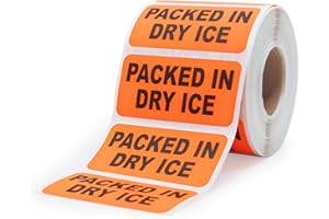 Packed in Dry ICE, Medical Labels, Chart Labels, Bright Fluorescent Red-Orange Labels, 2" x 1", 500 Labels/Roll, 1 Roll |LabelValue (LV-MICL14)