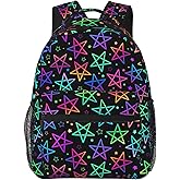 VTHXLOI Bright Neon Stars Kids Backpack for Girls Boys School Backpack Laptop Backpack Travel Hiking Camping Work Computer Back Packs School Gifts