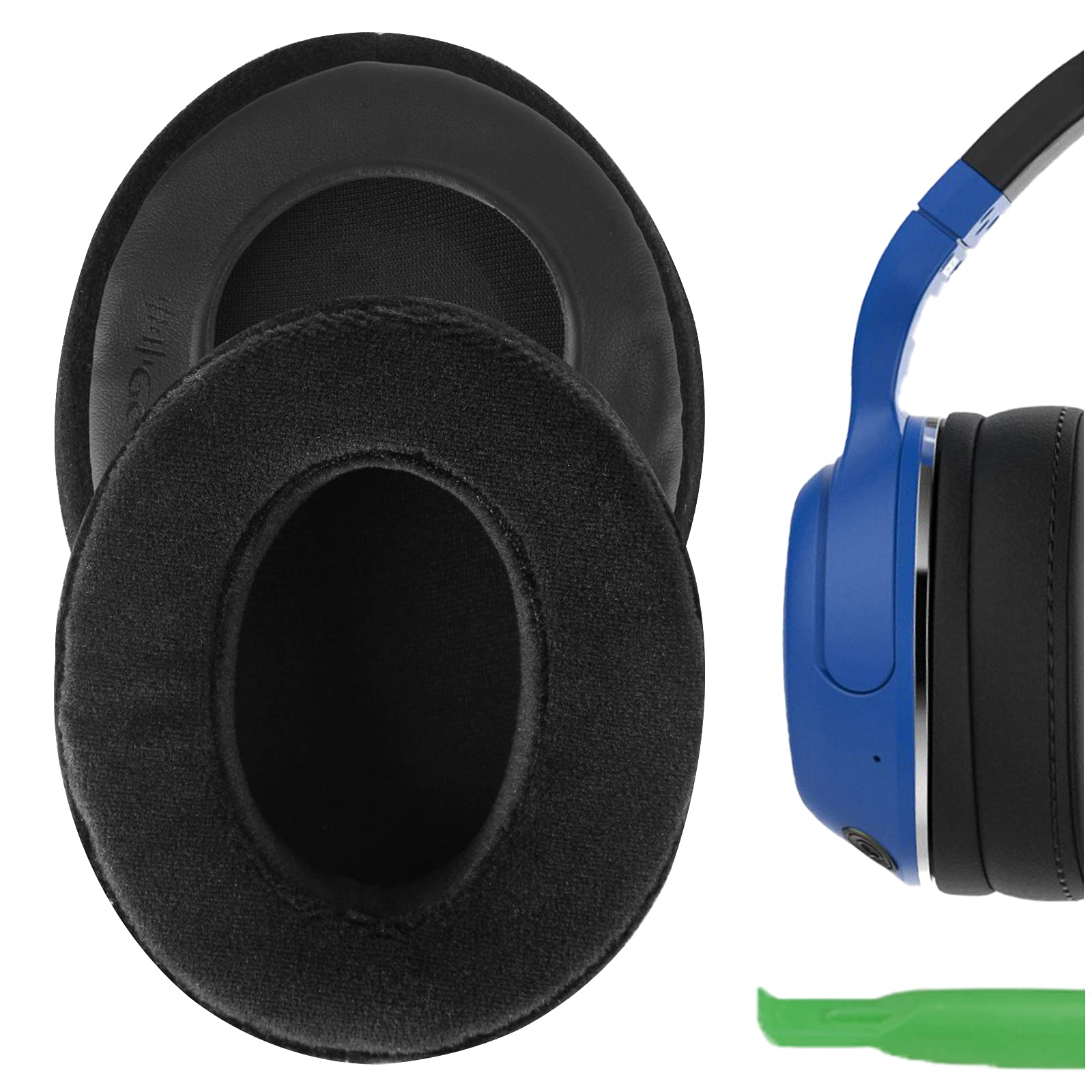Geekria Comfort Velour Replacement Ear Pads Compatible with Skullcandy Hesh, Hesh 2.0, Hesh2 Wireless, Crusher Over-Ear Headphones Ear Cushions, Repair Parts (Black)