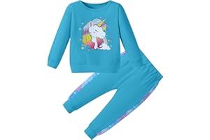 YALLET Toddler Girl Clothes Fall Winter Jogging Outfit Little Girl Unicorn Sweatsuit+ Pants Set Baby Sweatshirt Clothing 1-6Y