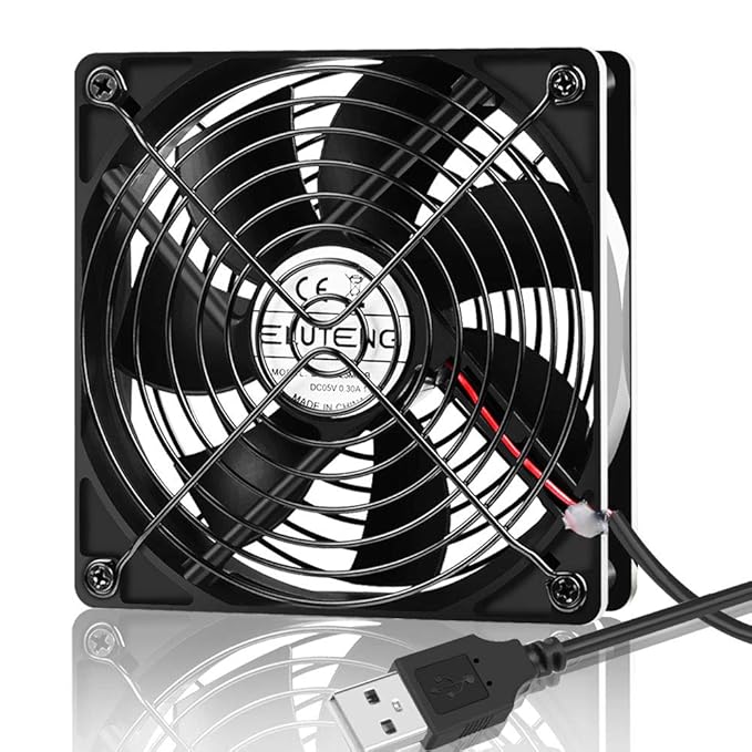 ELUTENG Lüfter USB 120mm Gehäuselüfter mit USB DC 5V/0.32A Mini Ventilator mit Metallgrillschutz Gehäuselüfter 120mm zum PC/T