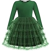 Arshiner Toddler Tutu Dress Girls Long Sleeve Fall Winter Ruffle Tiered Holiday Party Tulle Dresses
