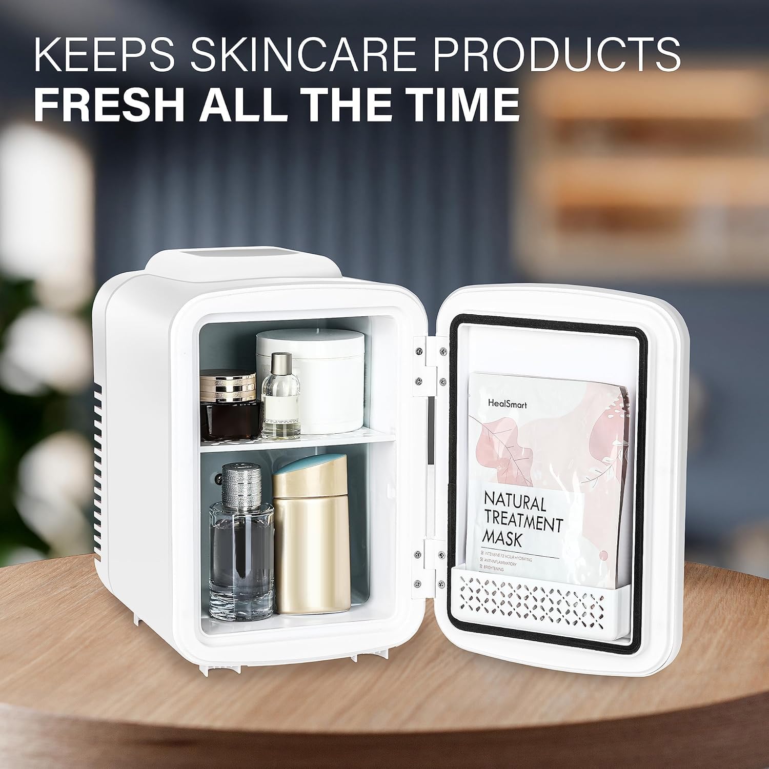 Simple Deluxe 4L/6 Can Portable Mini Fridge Cooler & Warmer Freon-Free Small Refrigerator, for Skincare, Beverage, Food, Cosmetics, for Bedroom, White - Image 3