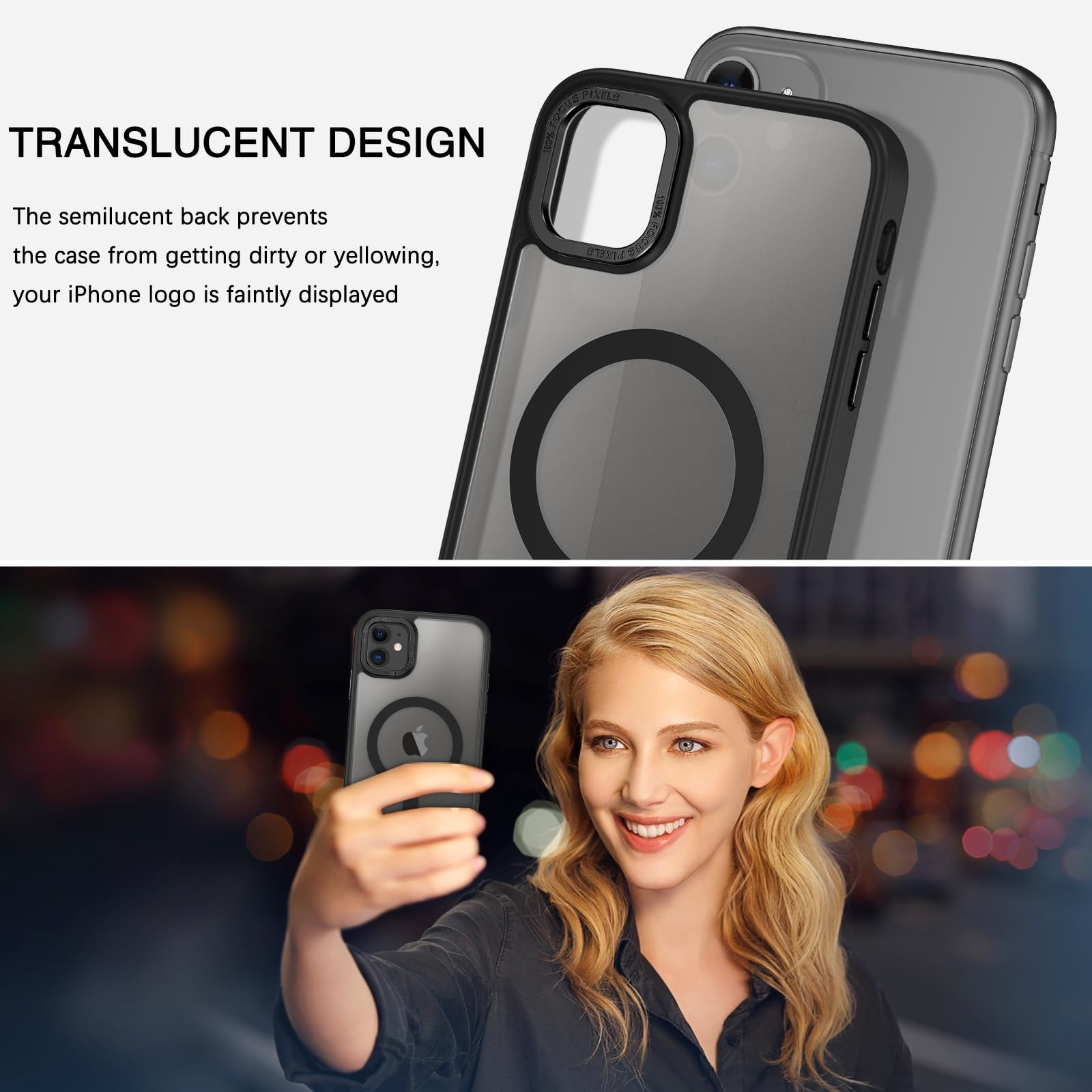 BENTOBEN for iPhone 11 Phone Case, Phone case for iPhone 11 Magnetic Case [Compatible with Mag Safe] Translucent Matte Slim Shockproof Anti-Fingerprint Protective Cover for iPhone 11 6.1’’ Black - Image 6