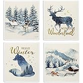LARTSFRO Christmas Swedish Dishcloths for Kitchen, Vintage Swedish Dish Cloths for Winter Christmas Tree Deer Fox Gifts, 4 Pack Dish Towels for Kitchen Bathroom, Papaya Reusable Paper Towels Washable