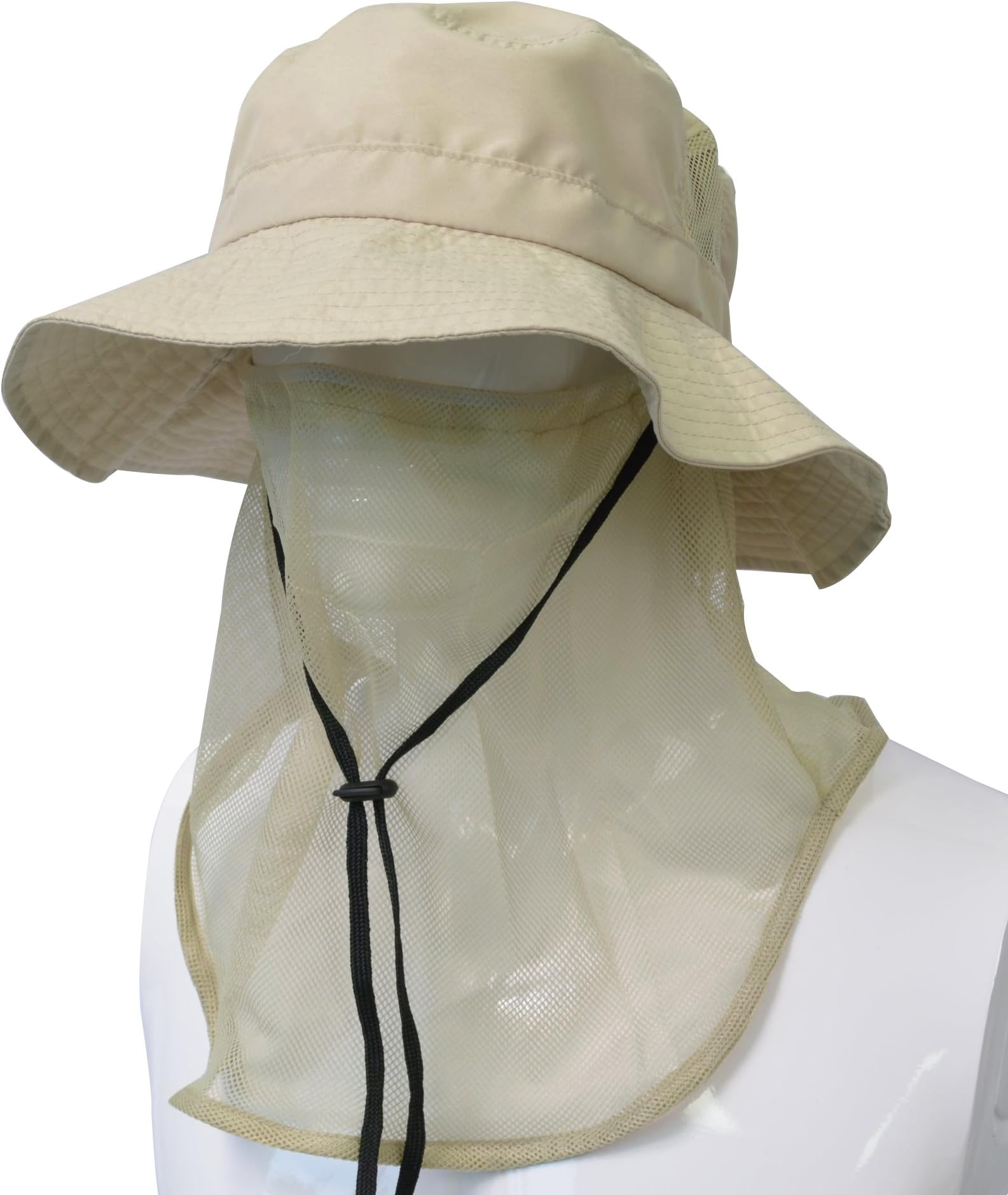 Headshots Patented Unisex Outdoor Hiking Hunting Boating Fishing Safari Bucket Cap Sun Shade Hat with Anti-Mosquito Facemask, Stone