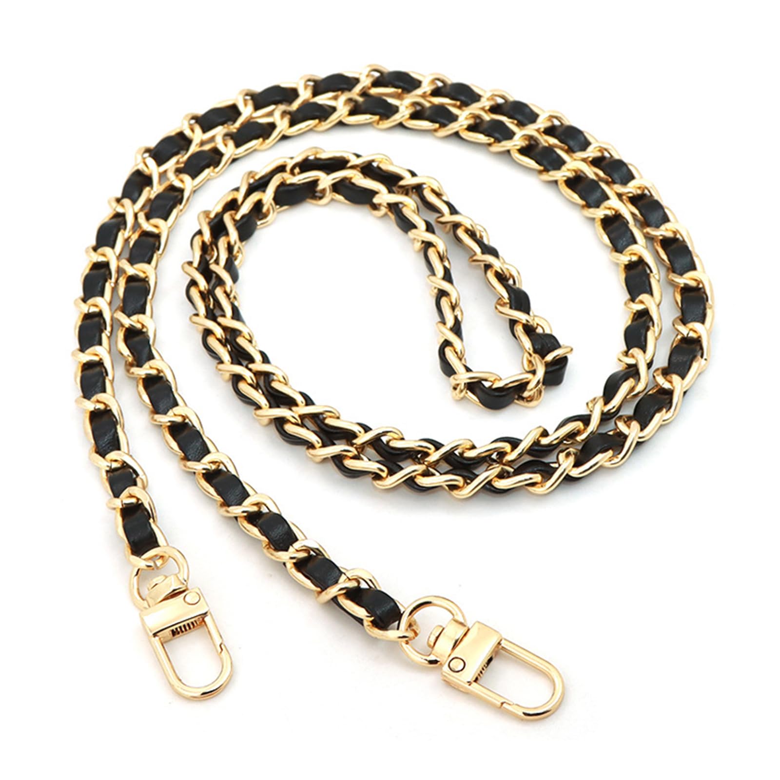 CCAIPU Handbag Chain Strap, Gold Alloy Bag Chain Adjustable Handbag Straps Replacement Purse Chains for Shoulder Cross Bag (Gold/Black-A)