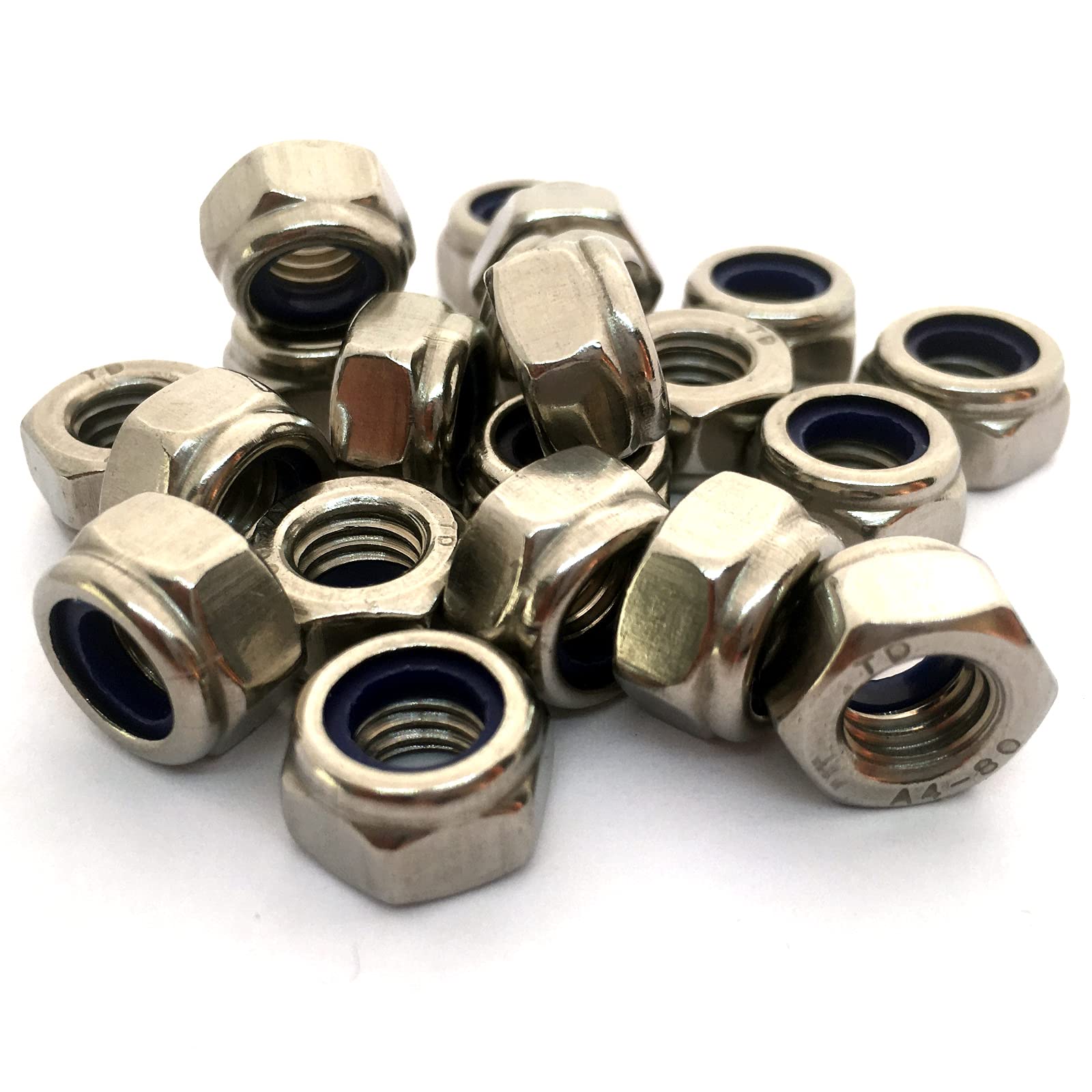 M8 Nylon Locking Nut DIN985 Type T, A4 (316) Stainless Steel (Pack of 20)