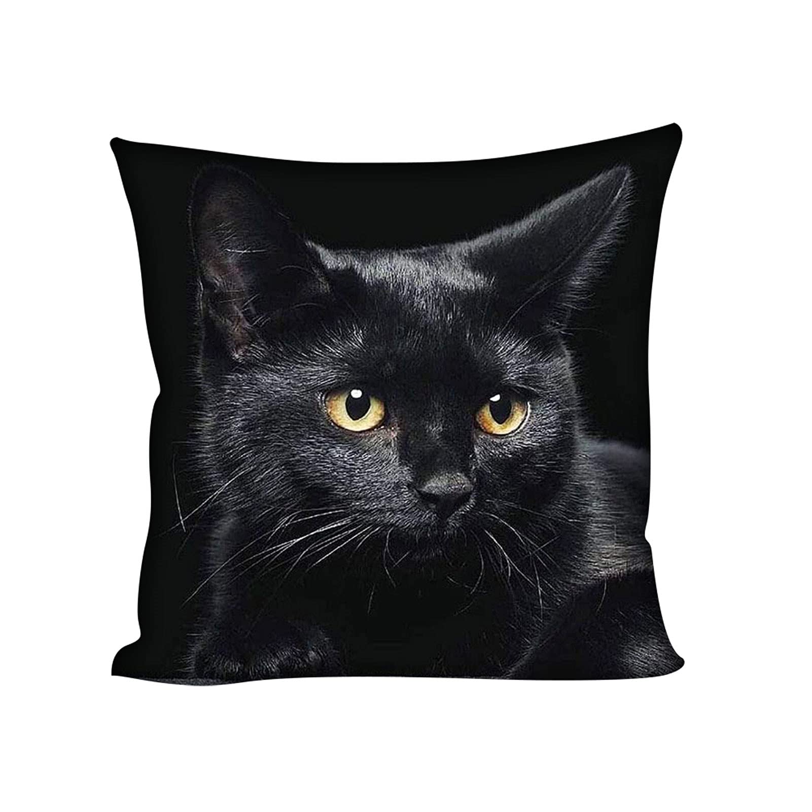 Showudesigns Black Cat Pillow Covers Cushion Covers 18x18 inch Home Decorative Personalised Throw Pillowcase for Kids Women Men Teen Girls Boys Gifts