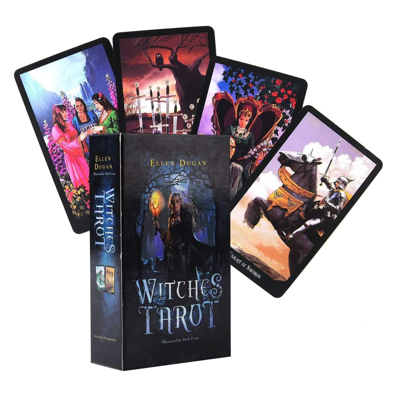 Fankexi Tarots Cards Deck Sets with Guidebook, 78 Witches Tarot Cards Deck Fortune Telling Game, Fate Divination Tarot Card, Durable for Beginners & Expert Readers