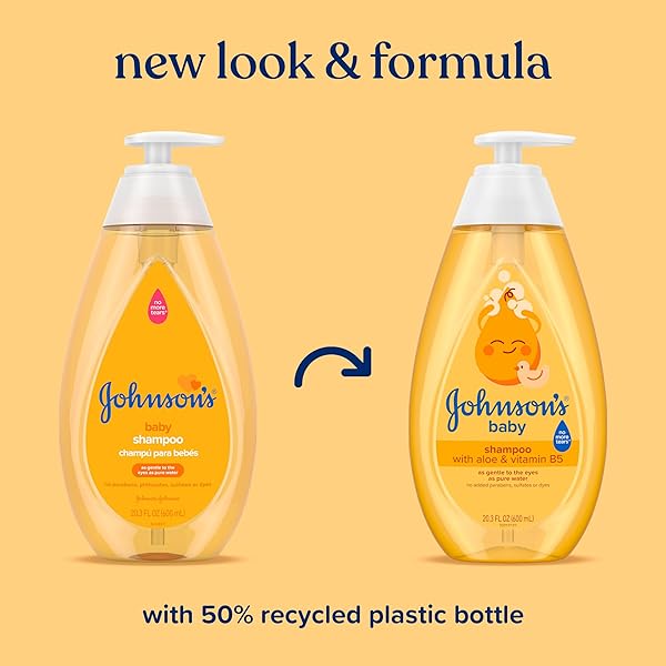 JOHNSON’S BABY SHAMPOO WITH ALOE VERA & VITAMIN B5, TEAR FREE, NEWBORN ESSENTIALS, NO ADDED PARABENS & SULFATES, HYPOALLERGENIC, 20.3 FL. OZ