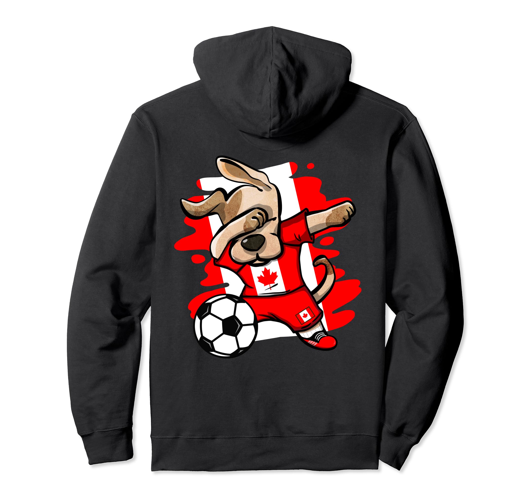 Dabbing Dog Canada Soccer Fans Jersey Canadian Flag Football Pullover Hoodie