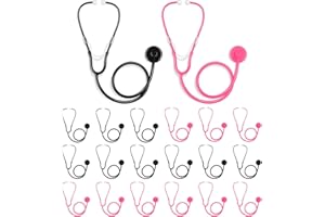 RoundFunny 20 Pcs Kids Stethoscope Toy Real Working Plastic Stethoscope for Kids Role Play Girls Boys Doctor Nurse Accessories Costume School Career Day Cosplay(Black, Pink)