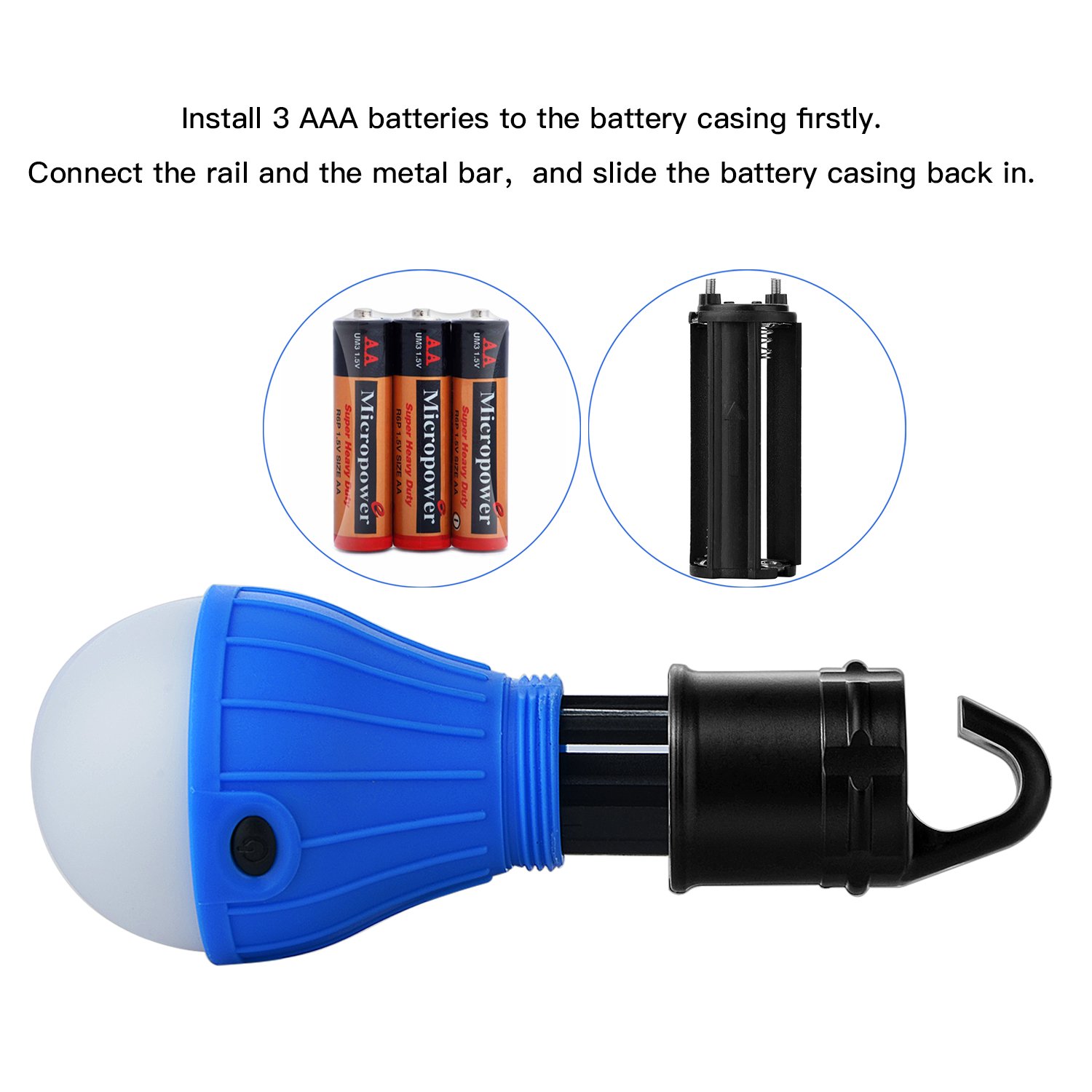 Moobom Battery Powered Tent Light buld Waterproof Portable led Camping Light Bulb Emergency Light for Outdoor Camping Hiking Climbing Fishing or Household Car Repairing,Pack of 3