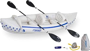 Sea Eagle SE330 Two Person Inflatable Sport Kayak Canoe Boat with Two Seats, Two Paddles and Pump.