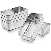 Onader Mini Loaf Pan for Baking Bread 6 Pack, 6¼ x 3⅝ Inch Stainless Steel Small Bread Loaf Pan Set, Metal Bread Tins for Mea