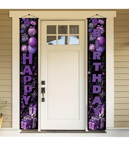 Aperturee Happy Birthday Porch Banner - Pink Pastel Rainbow Cloud Design, 12x72 Inches, Double Set - View #12