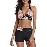 Century Star Women Two Piece Swimsuit with Boy Shorts - Modest Swimming Suits High Waisted Bathing Suits Bikini Set