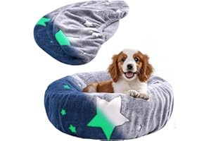 Hoopttay Dog Bed Covers Replacement Washable, Soft Velvety Fabric Protector with Elastic Edged & Gray Star That Glows in The Dark, Washable for Small & Medium Dog Beds (Gray, 20" x 9.8")