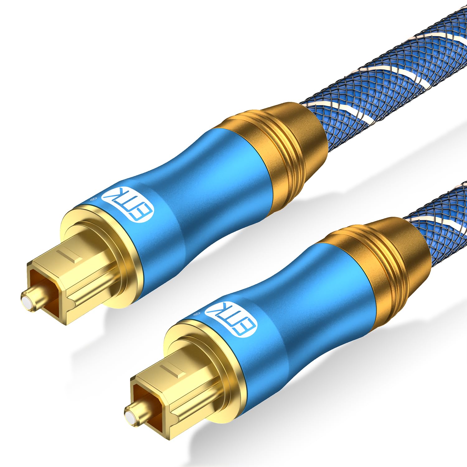 EMK Optical Audio Cable, Digital Toslink S/PDIF, 3M, 24K Gold-Plated, Blue, Compatible With Playstation, Sound Bar