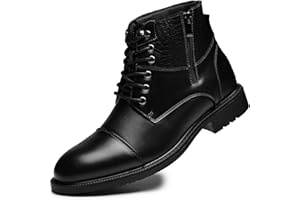 Holy dove Mens Oxford Leather Dress Boots Chukka Boots Cap Toe Side Zip Casual and Comfort Fashion Mid Top Dress Boot Chukka Ankle Boots for Men