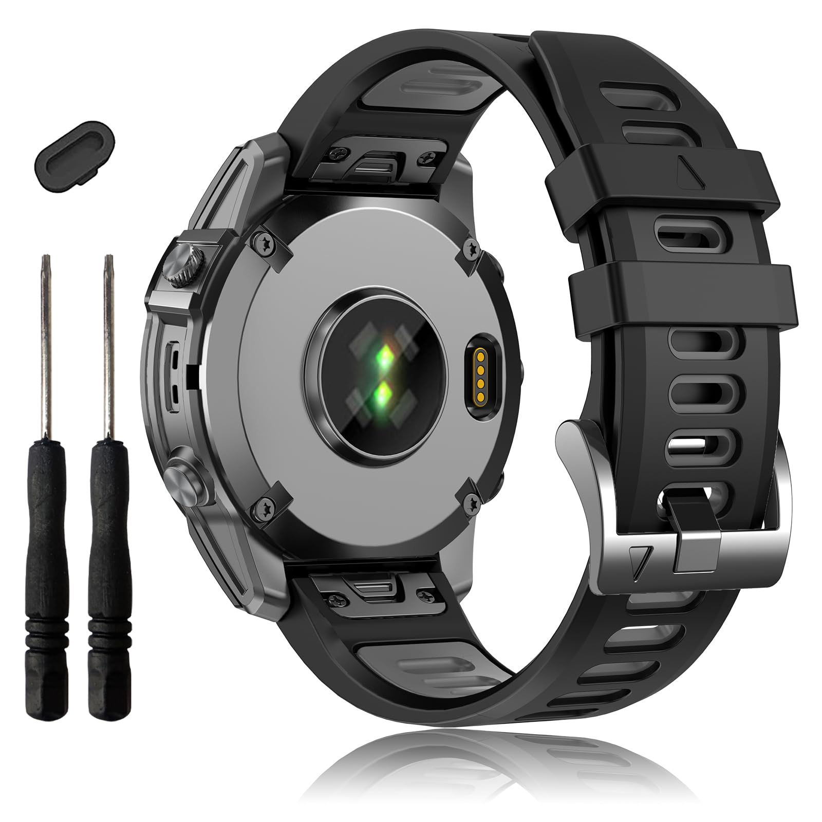 EZMVZKU 26mm Quickfit Straps for Garmin Fenix 8 AMOLED 51mm/Fenix 7X/7X Pro/6X/6X Pro/5X/5X Plus/Fenix 3 HR/3,Sport Soft Silicone Watch Bands for Tactix 7 Pro/Enduro 3/2/Descent Mk2i/Mk3i 51mm