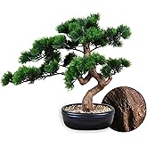 Artificial Bonsai Tree 16" Tall with Realistic Wood and Ceramic Pot, Fake Plants for Home, Bedroom and Office Desk, Japanese Decor