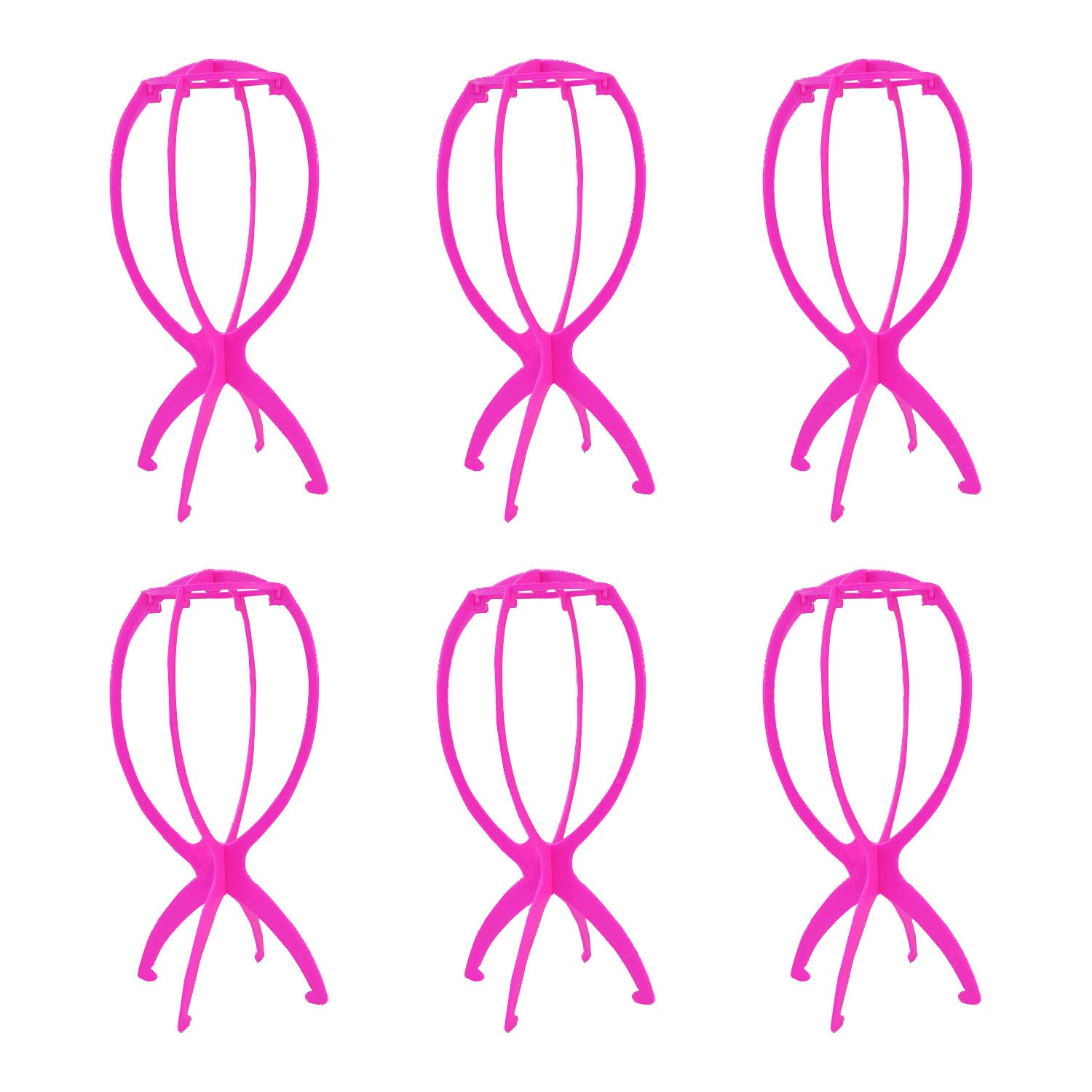 Mufly 6 Packs Wig Stands for All Wigs Stable Folding Wig Holder Cap Holder Stand