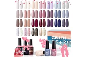 Gellen Gel Nail Polish Set - Neutral Nail Polish Set 25 Colors With Base Glossy/Matte Top Coat Set, Nude Blue Gel Polish Soak Off UV Gel Manicure Nail Kit