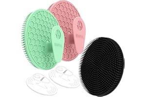 Silicone Body and Face Scrubber Set 5 Pack, BEAUTAIL Shower Bath Scrubber, Gentle Exfoliating Brush for Women Men Sensitive Skin, More Hygienic Than Traditional Loofah, Long Lasting, Black+Pink+Green