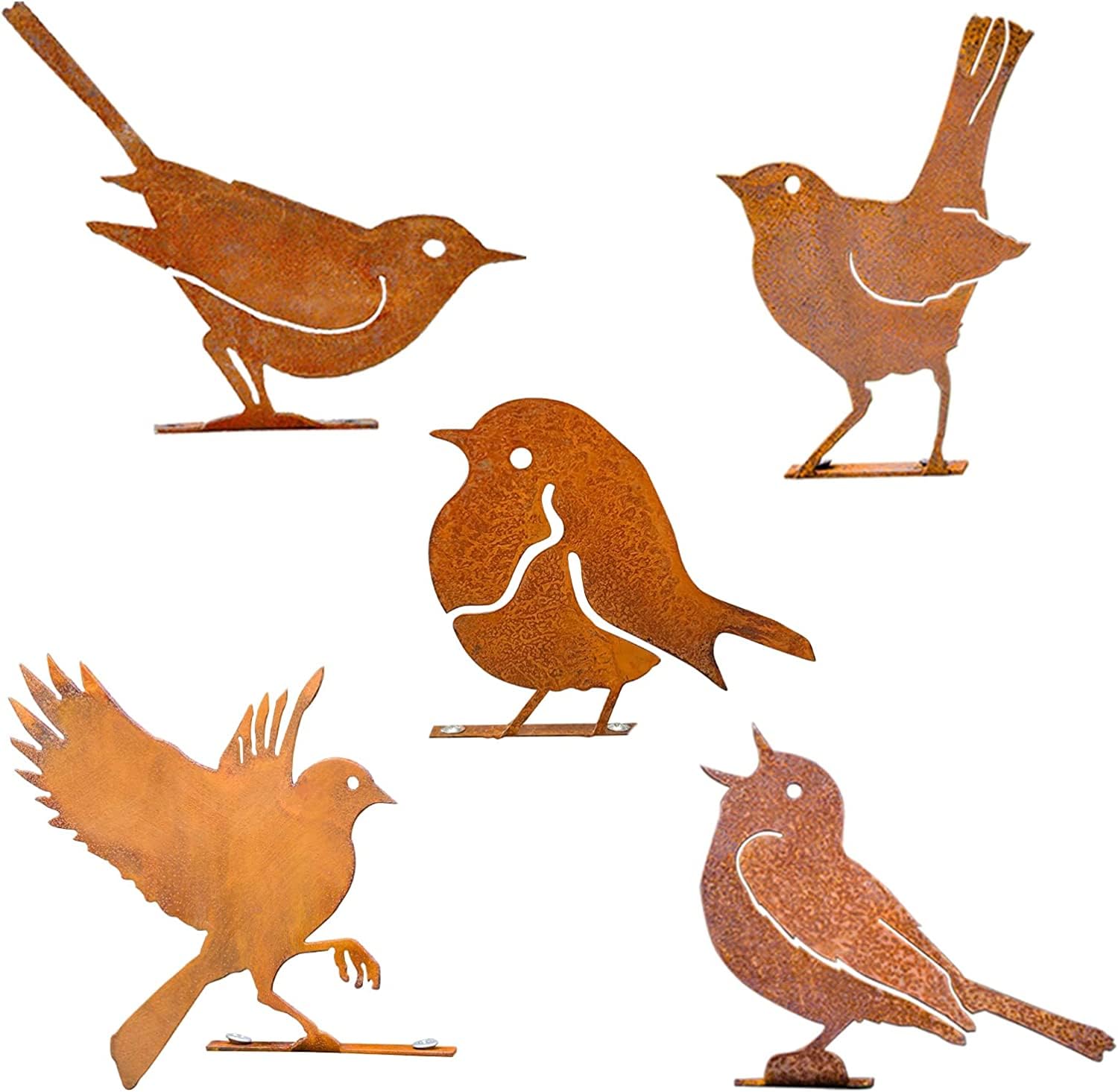 Reagia 5pcs Rusty Birds with Screws Birds Garden Silhouette Decoration Decorative Rusty Metal Garden Yard Art Metal Birds Bird Ornaments Patio Yard Landscape