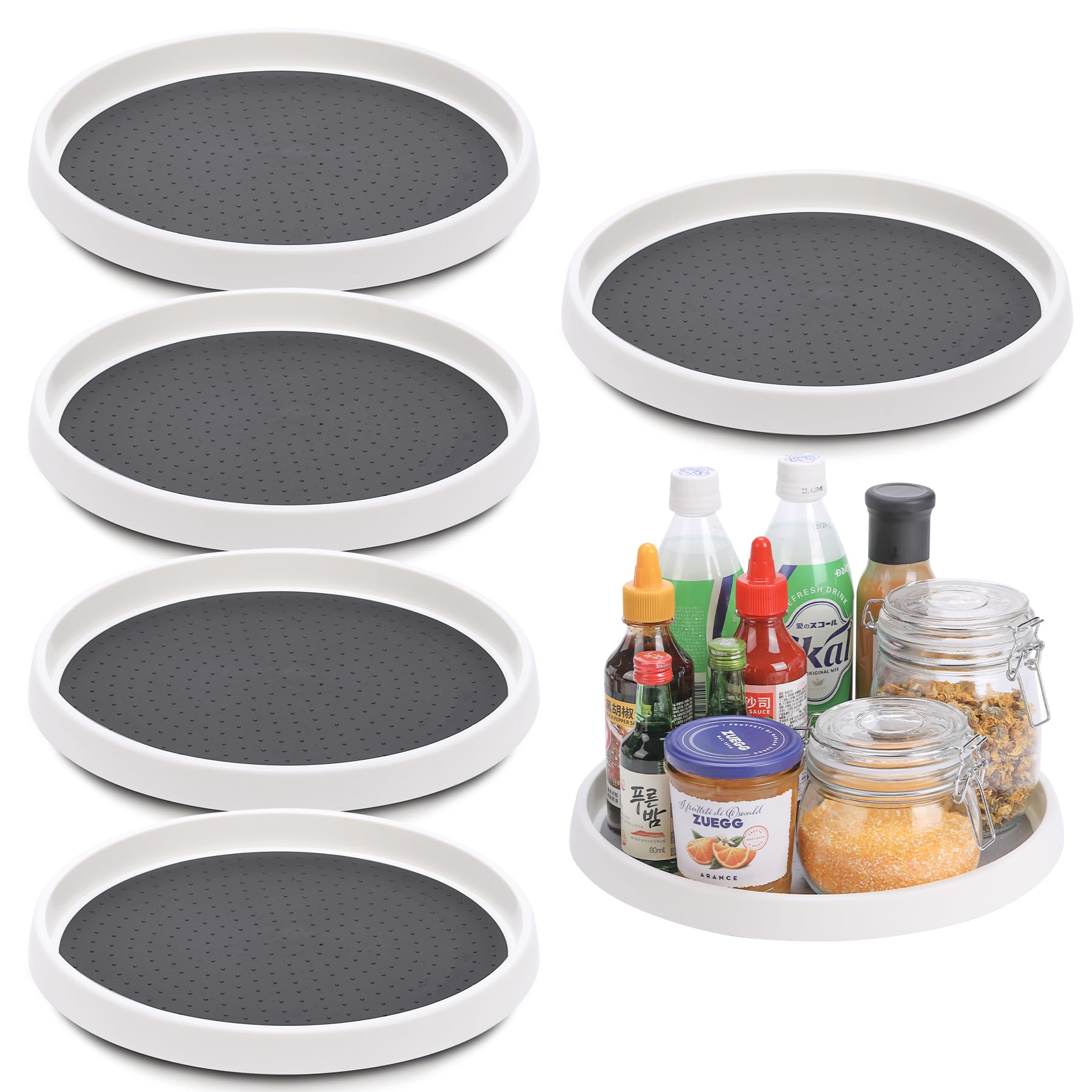 Photo 1 of Set of 6, 12 Inch Non-Skid Lazy Susan Turntable, Lazy Susan Organizer for Cabinet, Pantry Organization, Kitchen Storage, Bathroom Sink Cabinet, Refrigerator, Countertop, Spice Rack (6 Pack 12 in)