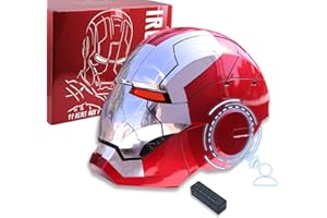 POLYACER Iron-Mans Helmet Adult Electronic Mark 5 Helmet With Jarvis Voice/Sensing/Remote Control Open/Close Sounds & LED Eyes Light Up Super Hero 1:1 Model Prop for Halloween Christmas Gift.