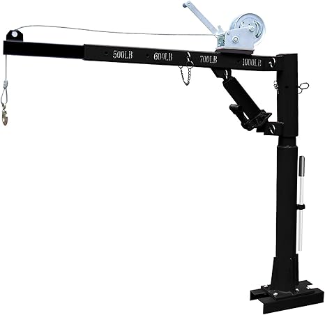 Gru Idraulica Pieghevole Per Pick-Up 0,9T - Braccio Regolabile 360&deg; Con Argano, Modello SX0204-1B